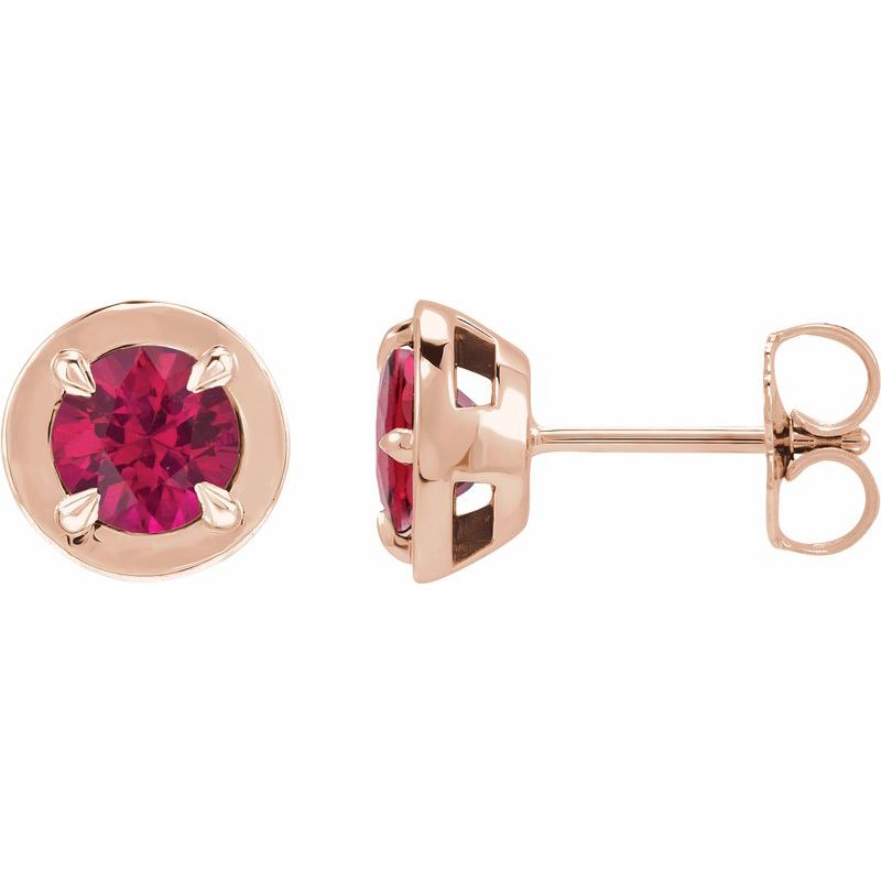 Round 4-Prong Claw Bezel-Style Stud Earrings