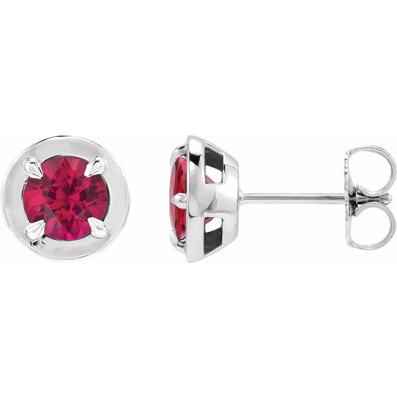 Round 4-Prong Claw Bezel-Style Stud Earrings