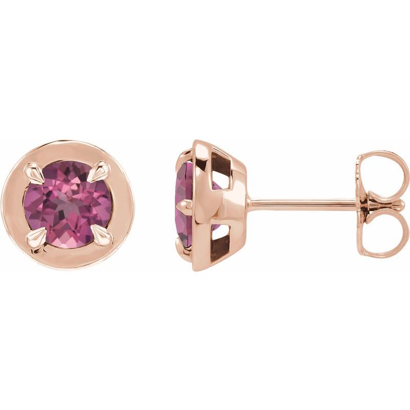 Round 4-Prong Claw Bezel-Style Stud Earrings