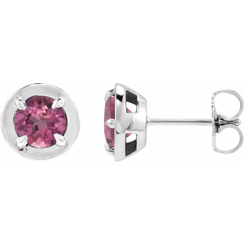 Round 4-Prong Claw Bezel-Style Stud Earrings