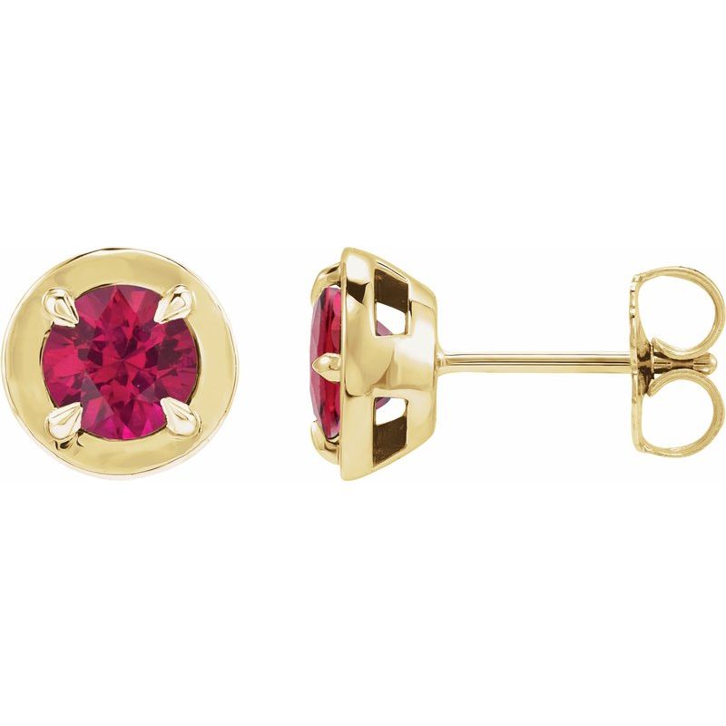 Round 4-Prong Claw Bezel-Style Stud Earrings