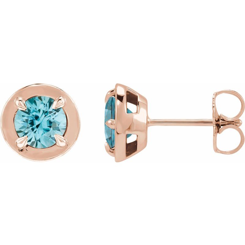 Round 4-Prong Claw Bezel-Style Stud Earrings