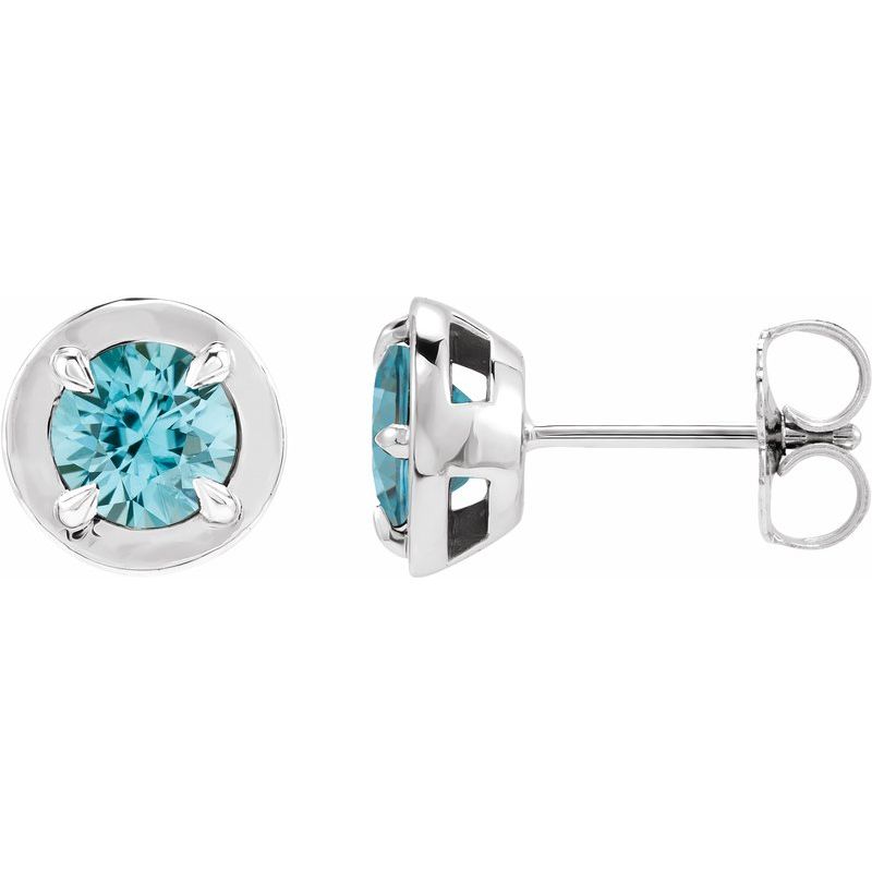 Round 4-Prong Claw Bezel-Style Stud Earrings