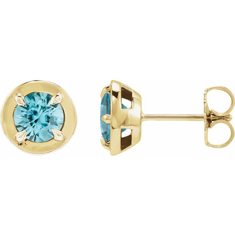 Round 4-Prong Claw Bezel-Style Stud Earrings