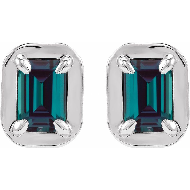 Round 4-Prong Claw Bezel-Style Stud Earrings