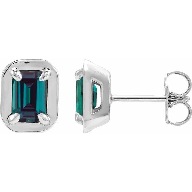Round 4-Prong Claw Bezel-Style Stud Earrings