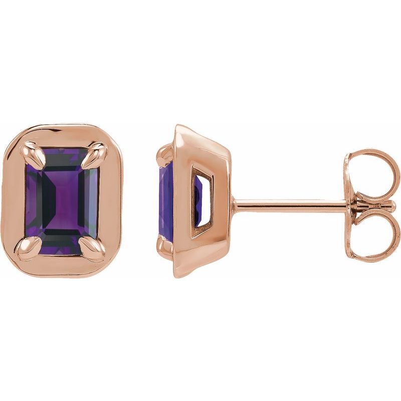 Round 4-Prong Claw Bezel-Style Stud Earrings