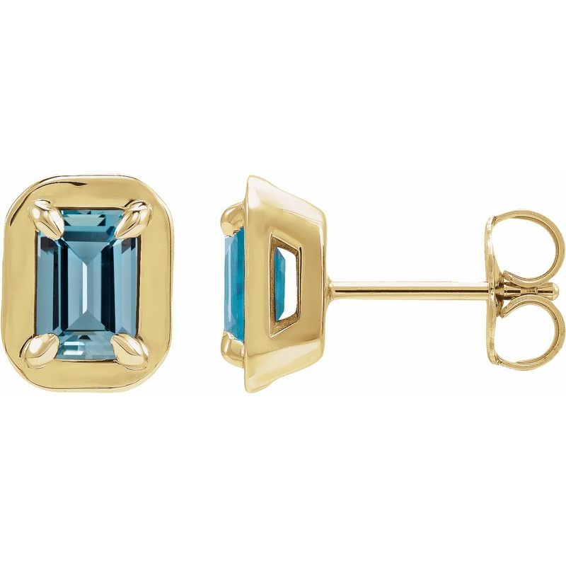 Round 4-Prong Claw Bezel-Style Stud Earrings