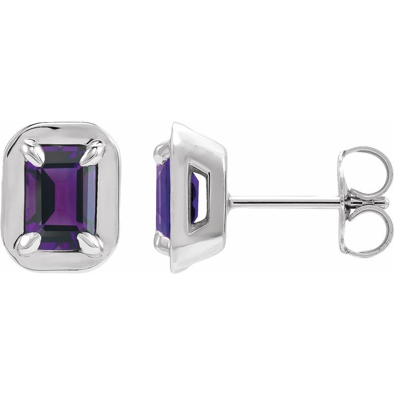 Round 4-Prong Claw Bezel-Style Stud Earrings