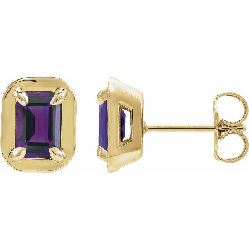 Round 4-Prong Claw Bezel-Style Stud Earrings