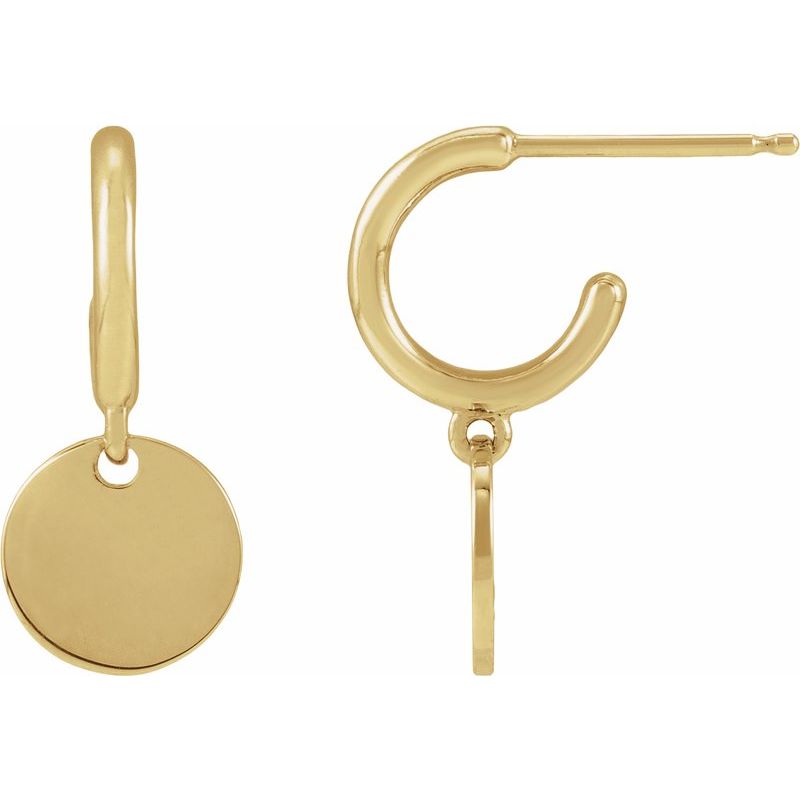 Engravable Disc Hoop Earrings