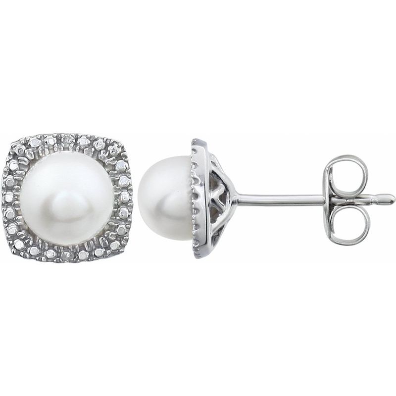 Round 4-Prong Halo-Style Birthstone Stud Earrings