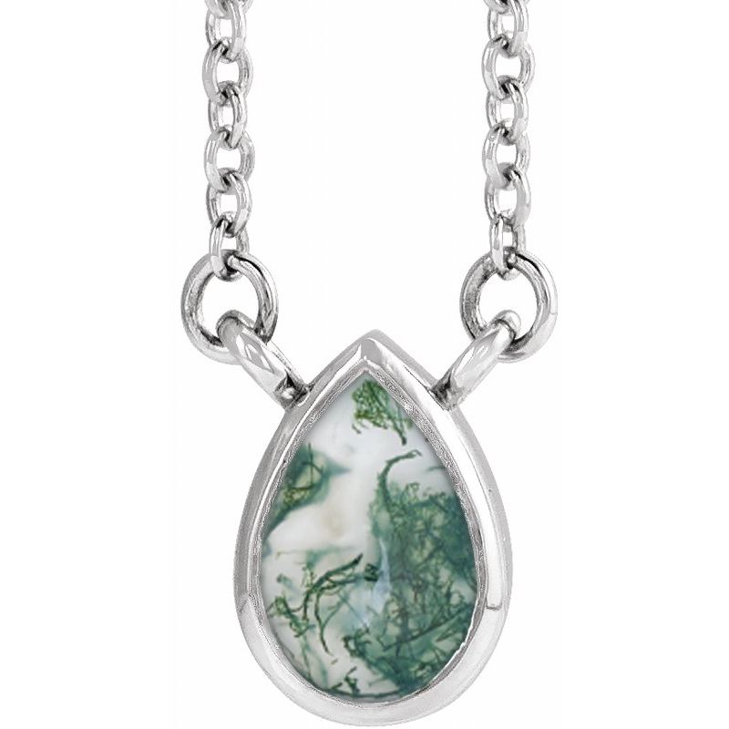 Natural Bezel-Set Cabochon 18″ Necklace