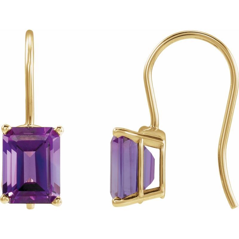 Emerald 4-Prong Drop Earrings