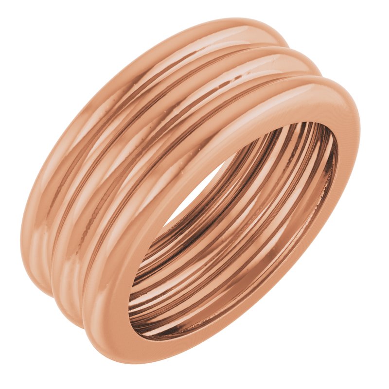 8 mm Lightweight Grooved Dome Stackable Ring Size