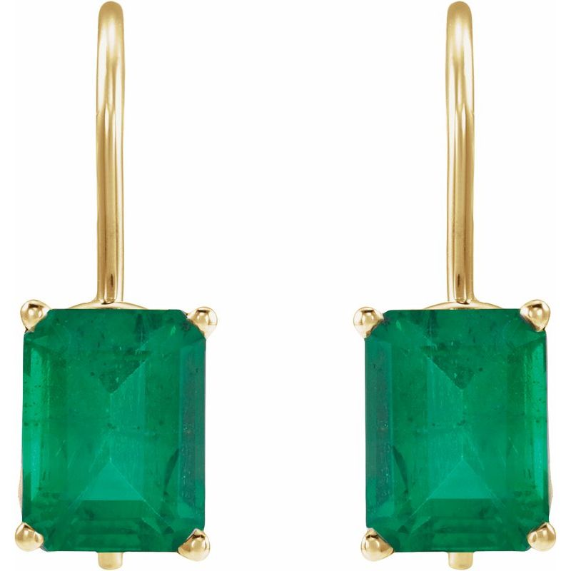Emerald 4-Prong Drop Earrings