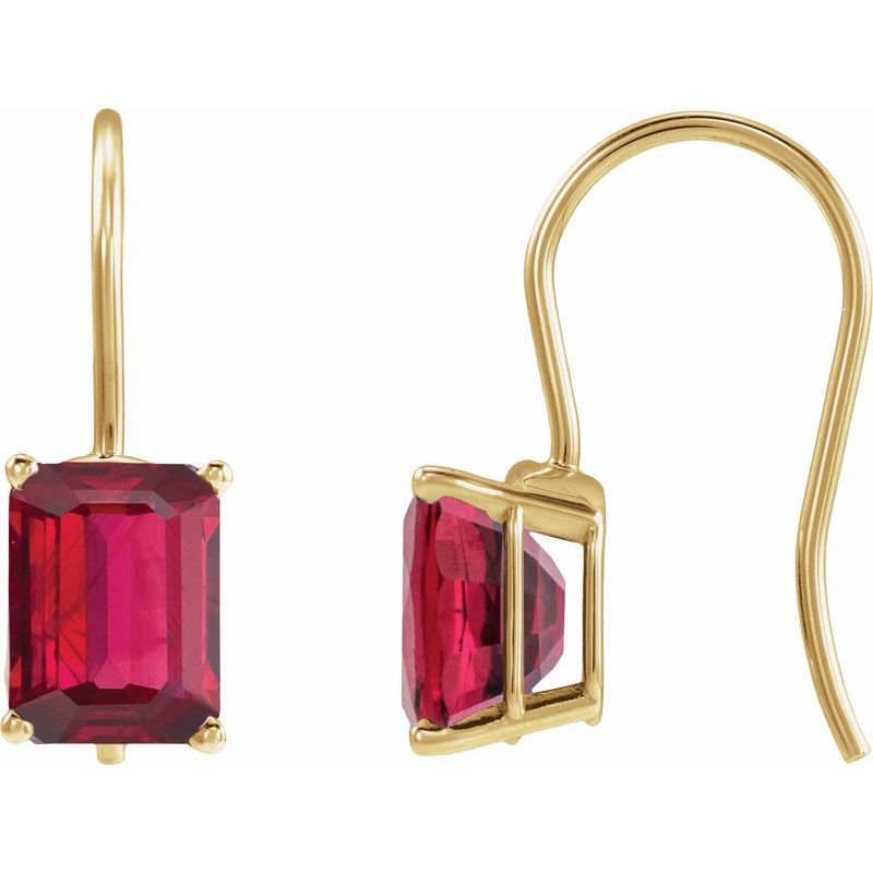 Emerald 4-Prong Drop Earrings