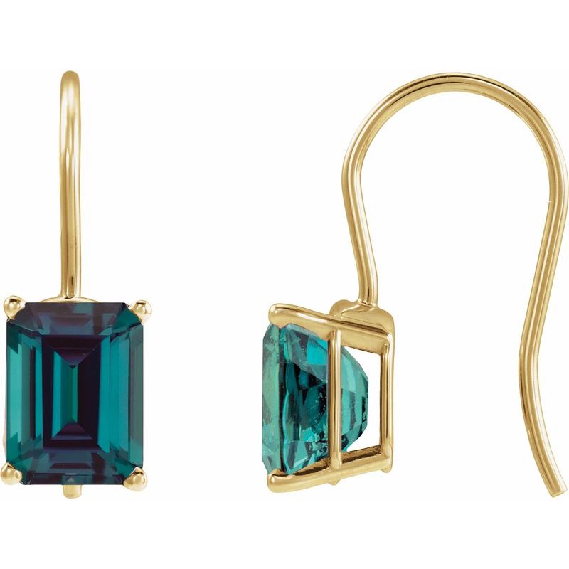 Emerald 4-Prong Drop Earrings
