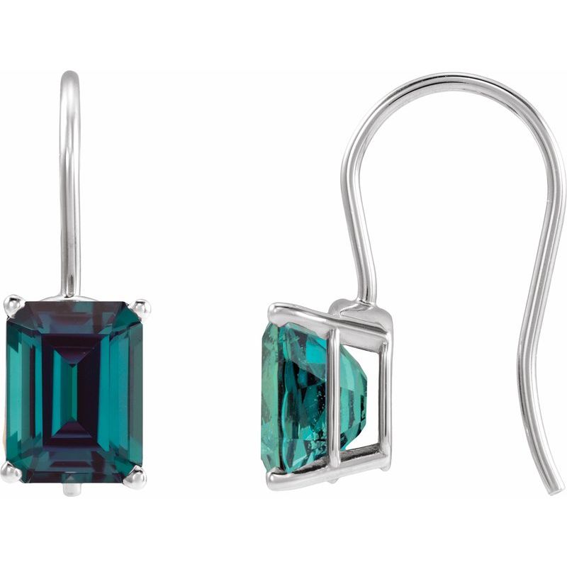 Emerald 4-Prong Drop Earrings
