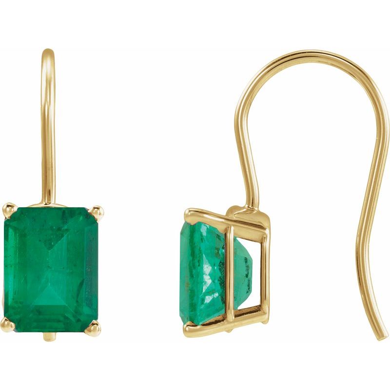 Emerald 4-Prong Drop Earrings