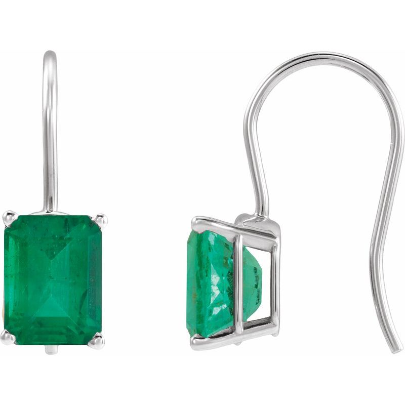 Emerald 4-Prong Drop Earrings