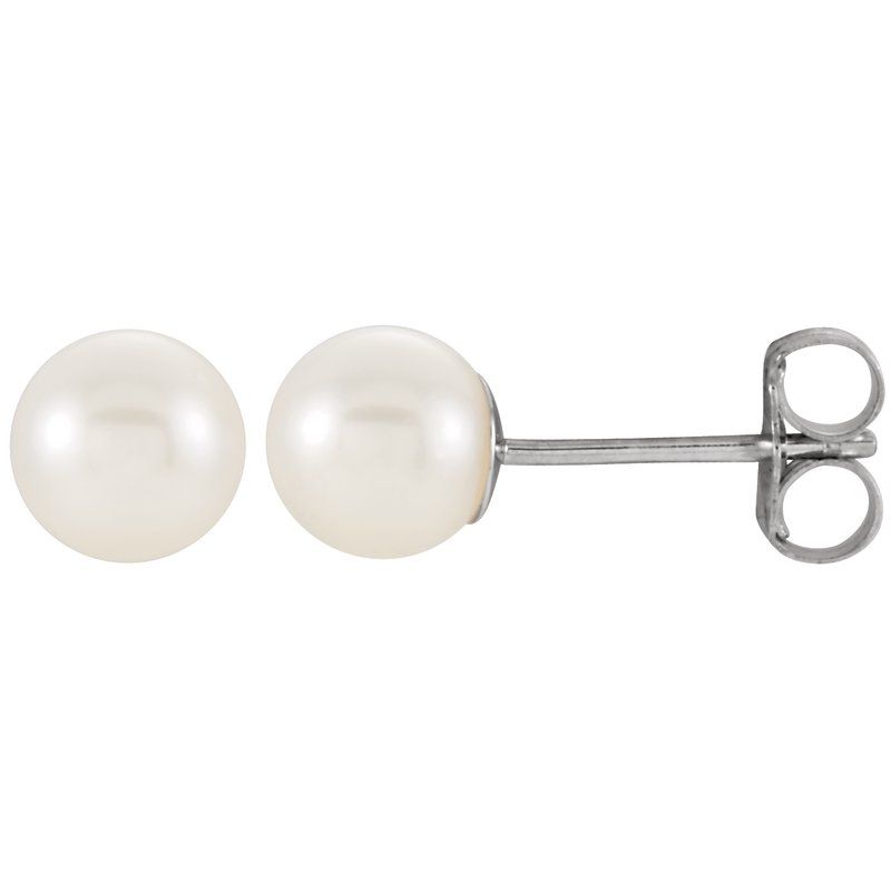 Pearl Stud Earrings — Cultured White Freshwater