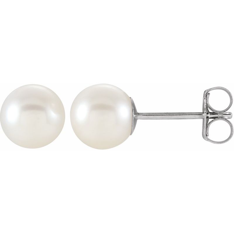 Pearl Stud Earrings — Cultured White Freshwater