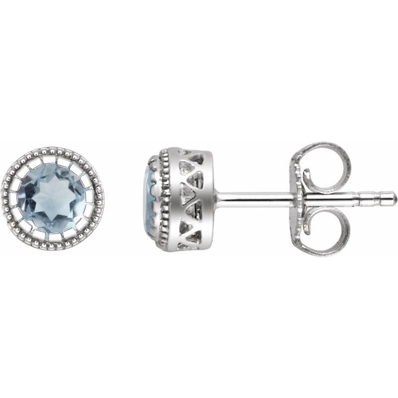 Milgrain Bezel-Set Birthstone Stud Earrings