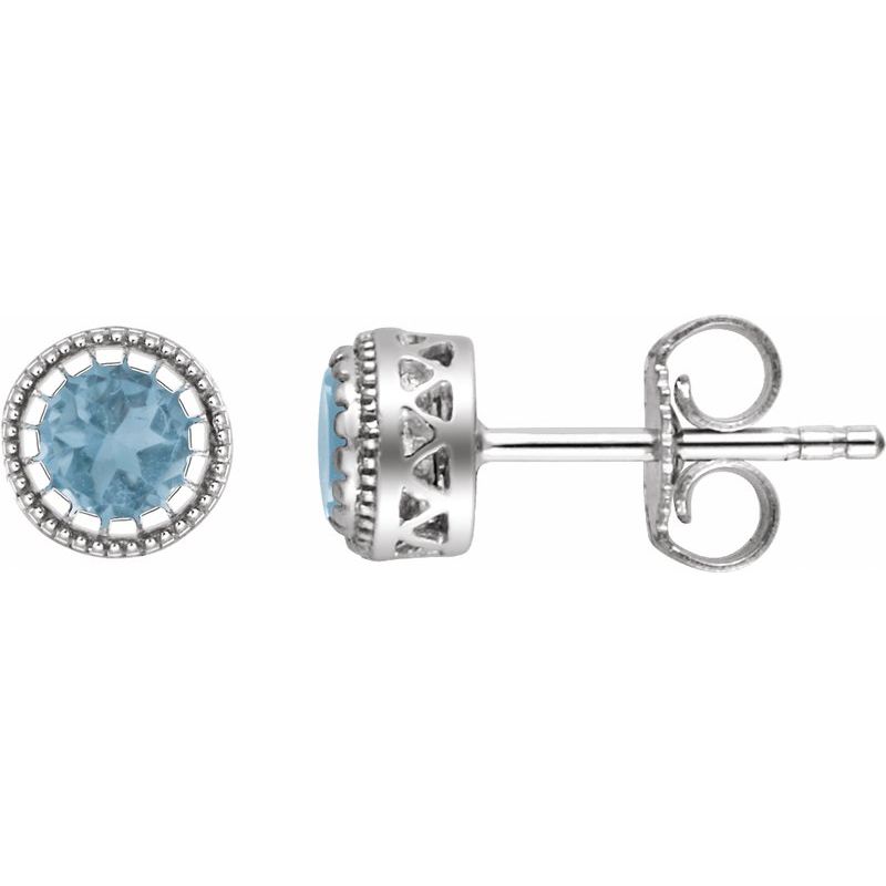 Milgrain Bezel-Set Birthstone Stud Earrings