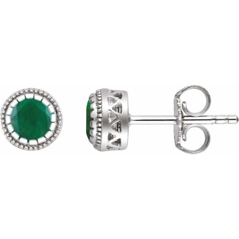 Milgrain Bezel-Set Birthstone Stud Earrings