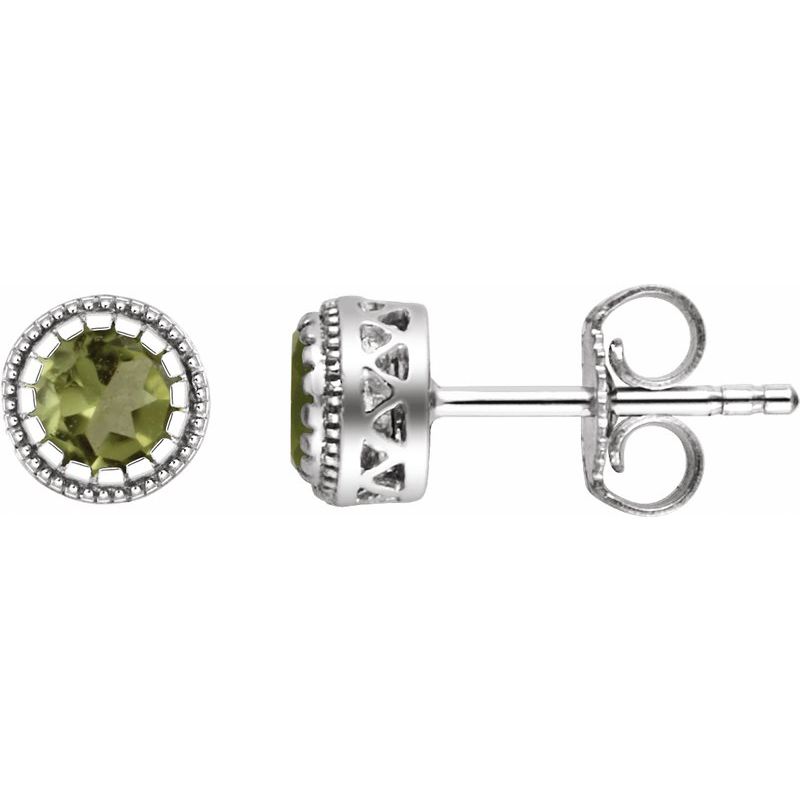 Milgrain Bezel-Set Birthstone Stud Earrings