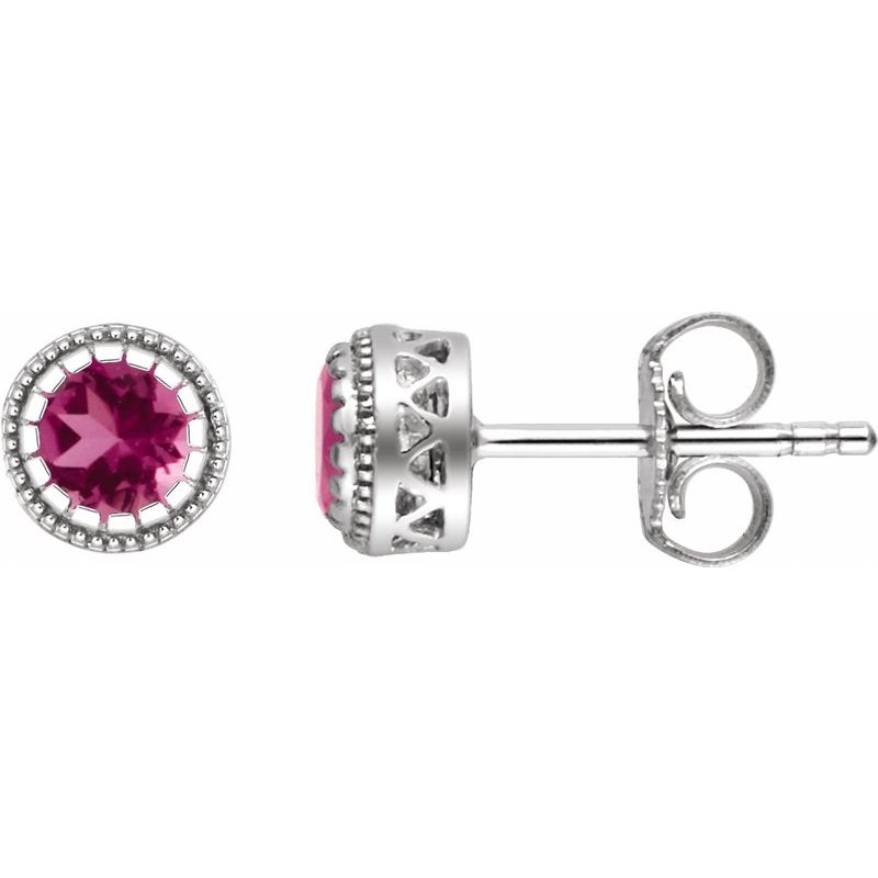 Milgrain Bezel-Set Birthstone Stud Earrings