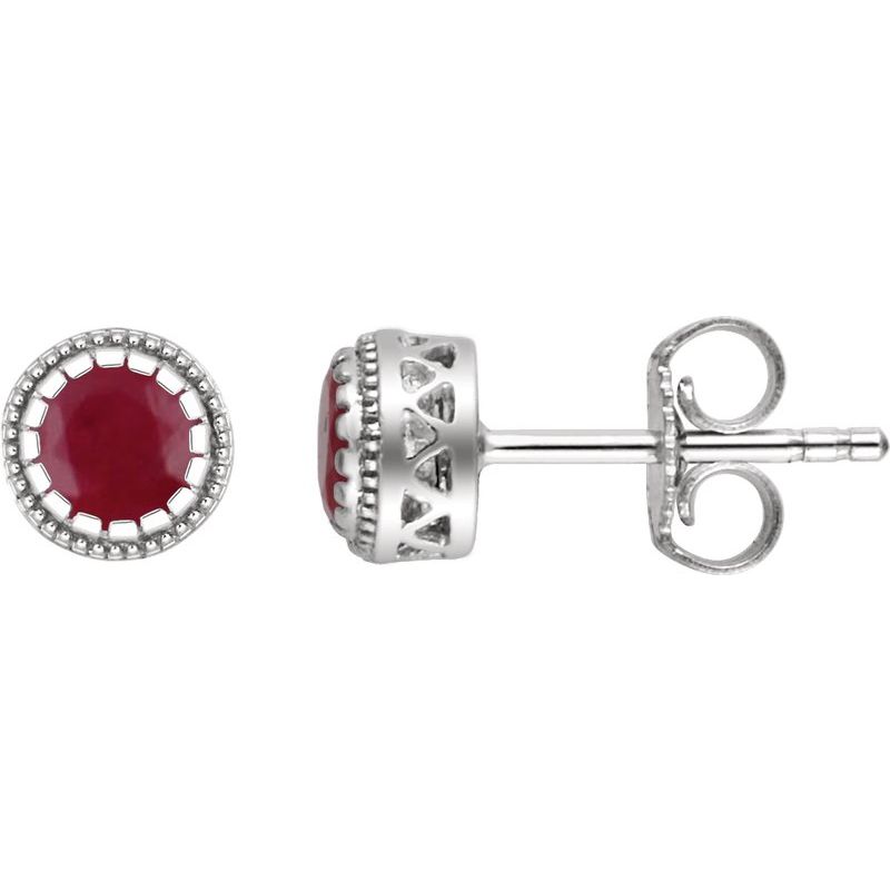 Milgrain Bezel-Set Birthstone Stud Earrings