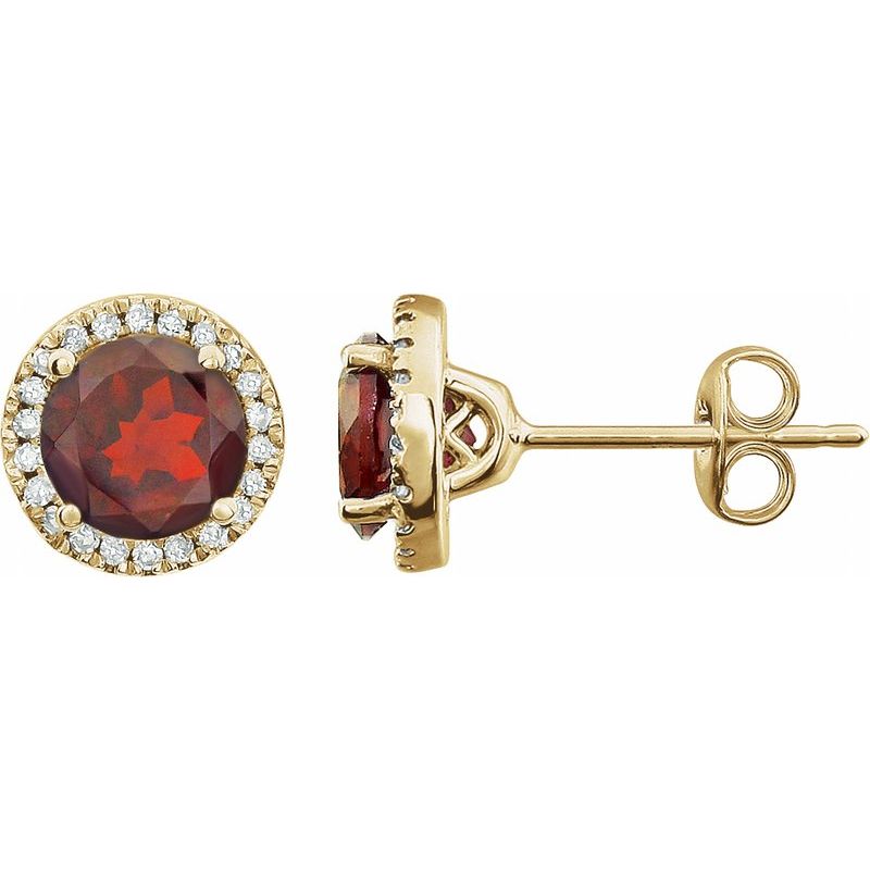 Round 4-Prong Halo-Style Birthstone Earrings