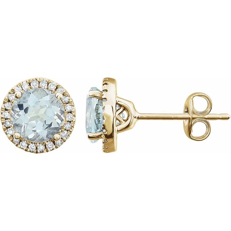 Round 4-Prong Halo-Style Birthstone Earrings