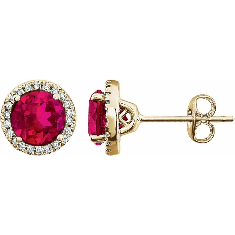 Round 4-Prong Halo-Style Birthstone Earrings