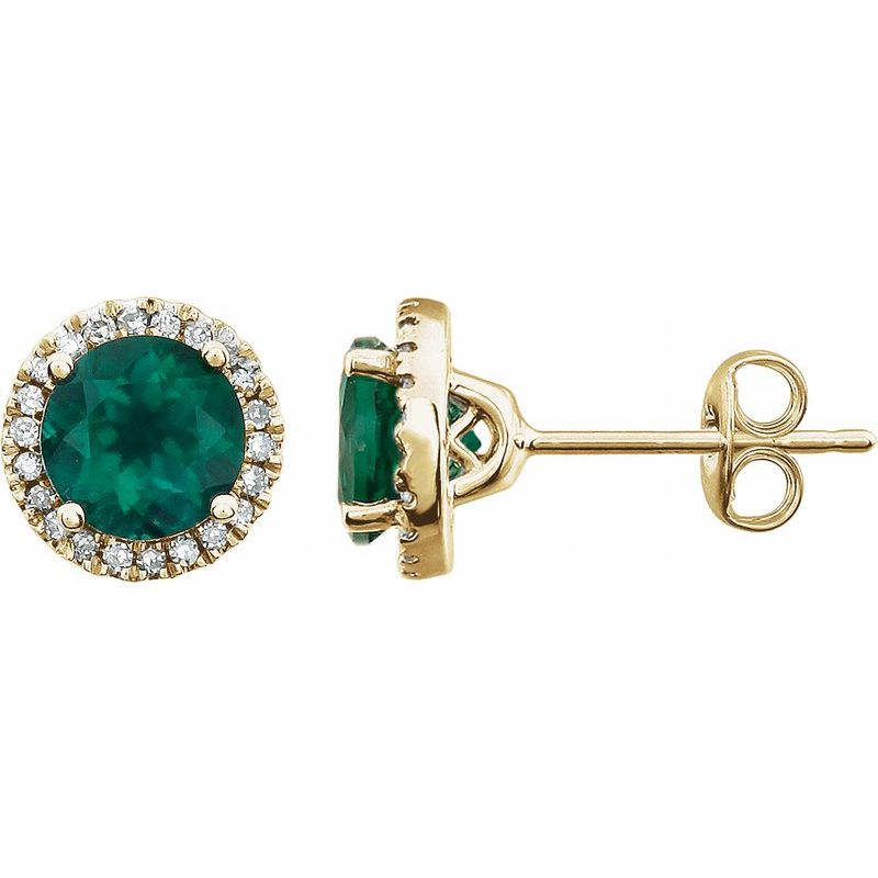 Round 4-Prong Halo-Style Birthstone Earrings