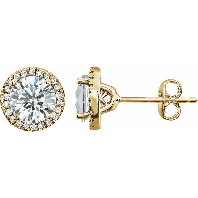 Round 4-Prong Halo-Style Birthstone Earrings