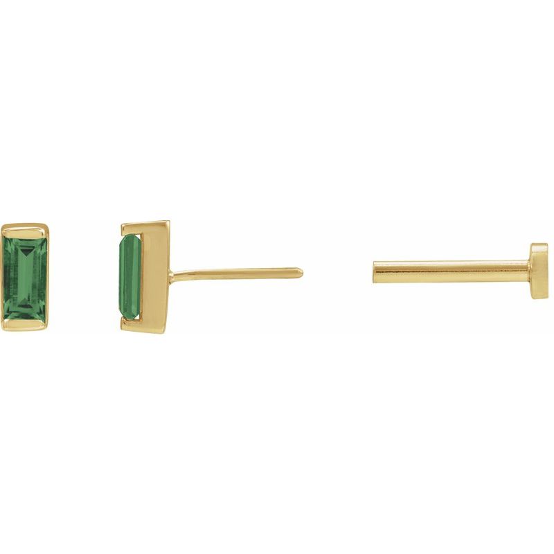 Straight Baguette Channel-Set Stud Earrings