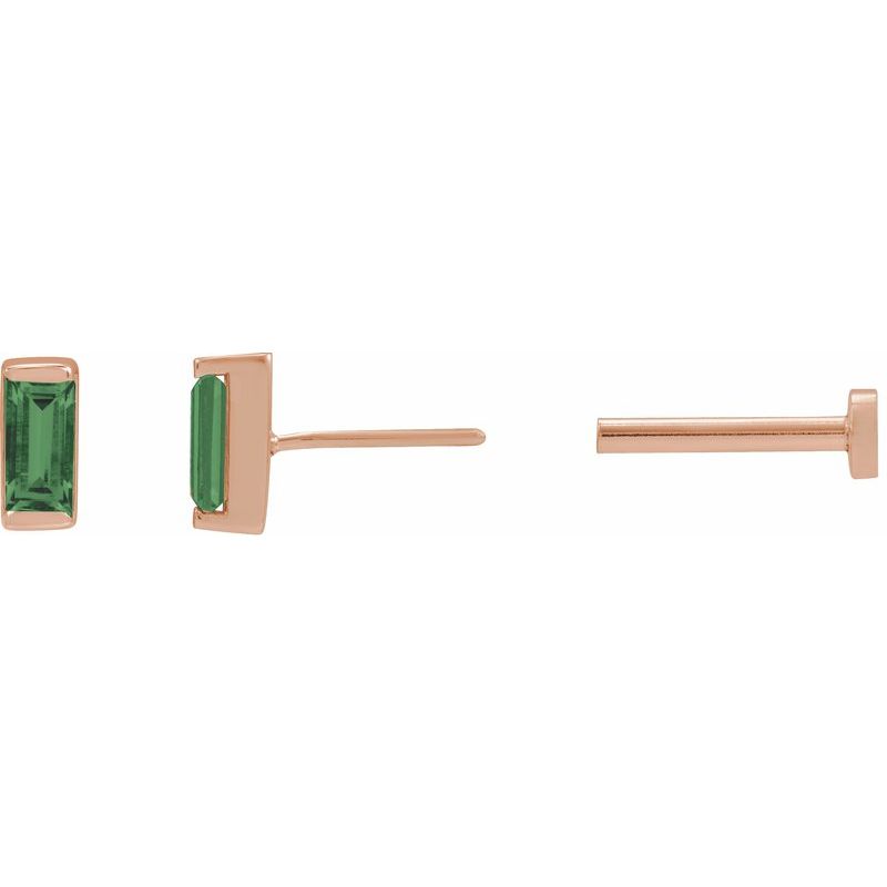 Straight Baguette Channel-Set Stud Earrings
