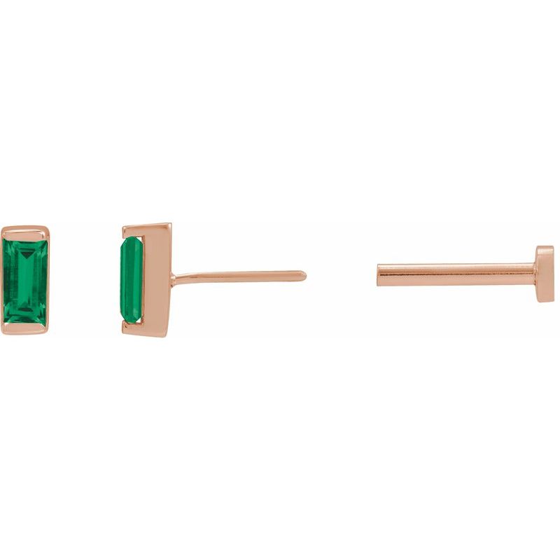 Straight Baguette Channel-Set Stud Earrings