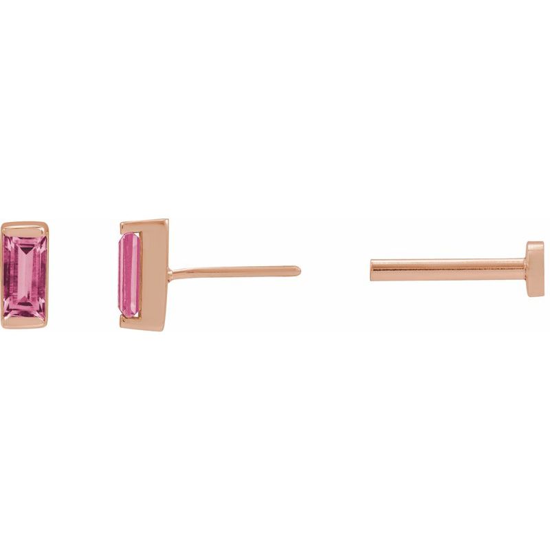 Straight Baguette Channel-Set Stud Earrings