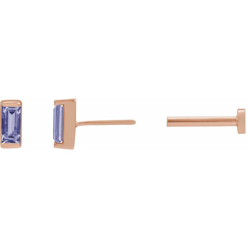 Straight Baguette Channel-Set Stud Earrings