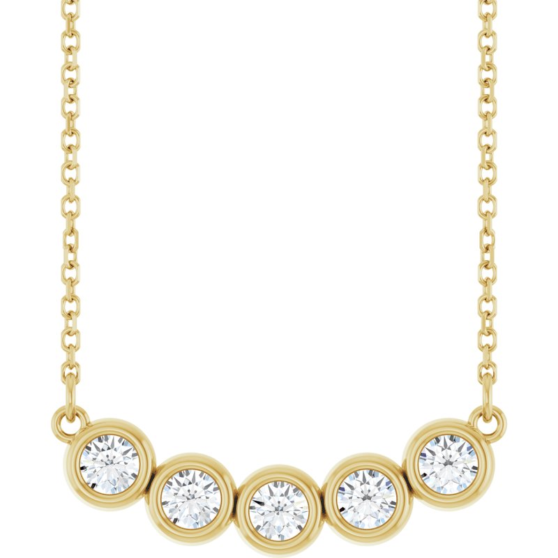 Five-Stone Bezel-Set Necklace or Center