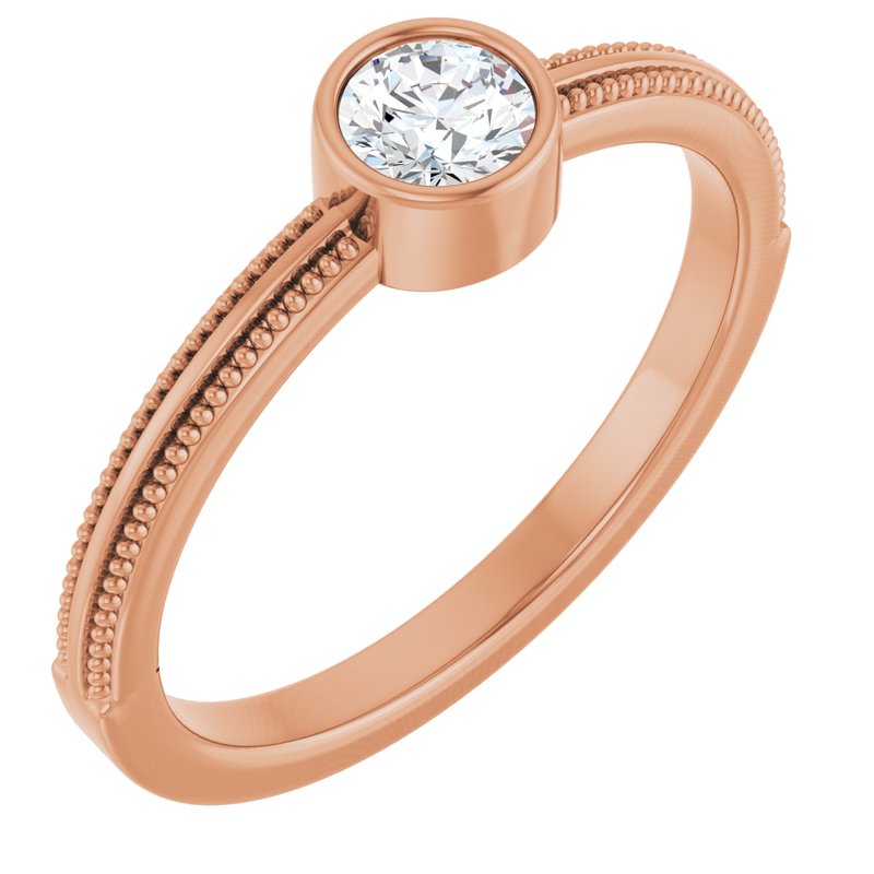 Milgrain Bezel-Set Solitaire Birthstone Ring