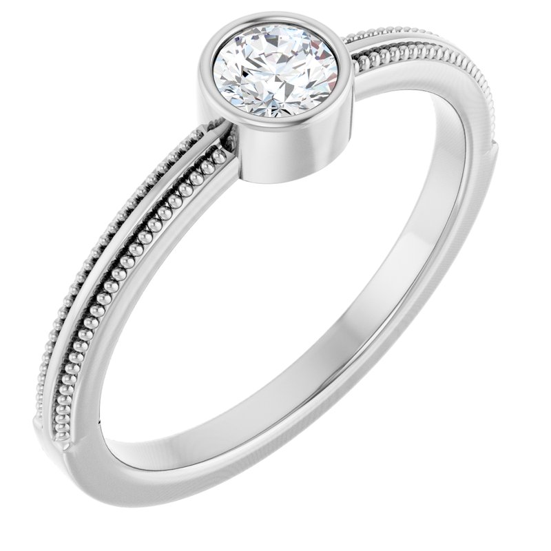 Milgrain Bezel-Set Solitaire Birthstone Ring