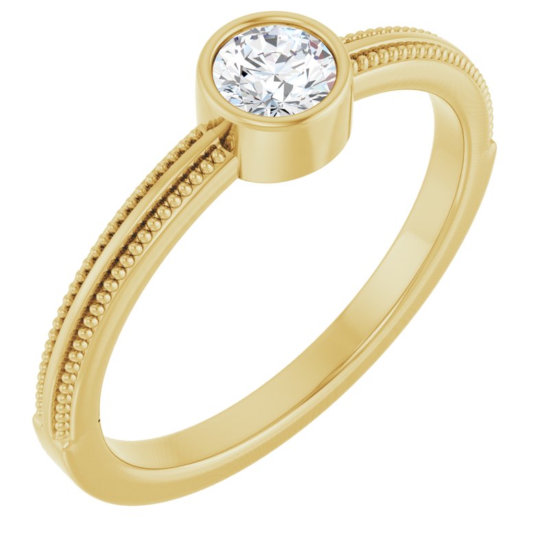 Milgrain Bezel-Set Solitaire Birthstone Ring