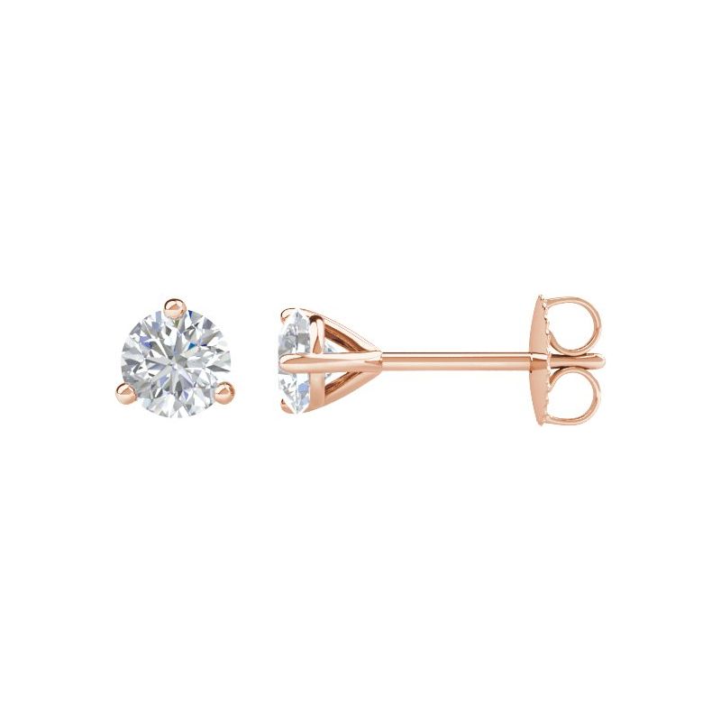 Round 3-Prong Cocktail-Style Stud Earrings — Natural Diamond