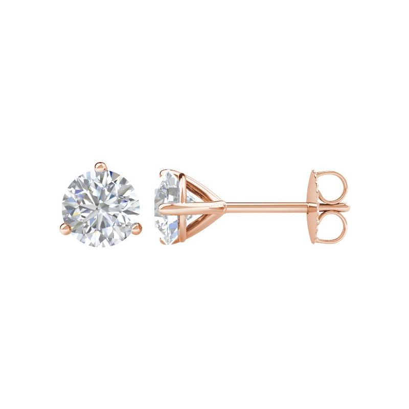 Round 3-Prong Cocktail-Style Stud Earrings — Natural Diamond