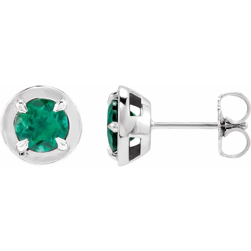 Round 4-Prong Claw Bezel-Style Stud Earrings